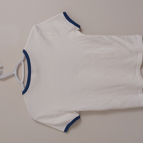 H&M, fitted cotton top, Small, White/bright blue/orange, USA. - Picture 3 of 4